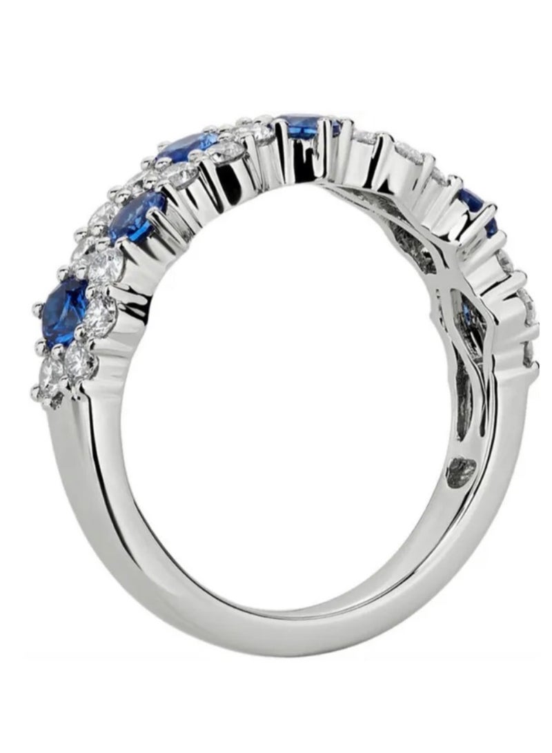 بلو لاين خاتم نسائي أنيق مطلي بالفضة 925 مقاس 7 - Image 3