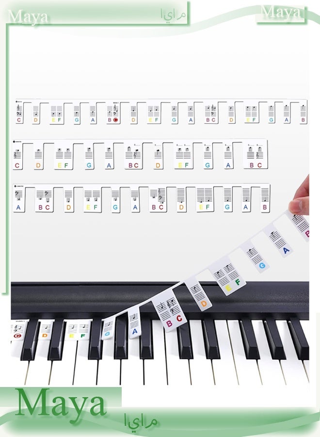 Maya Reusable Piano Notes Guide for Beginner Removable Piano Keyboard Note Labels for Learning 88-Key Full Size Made Of Silicone No Need Stickers for Kids Student - Image 1