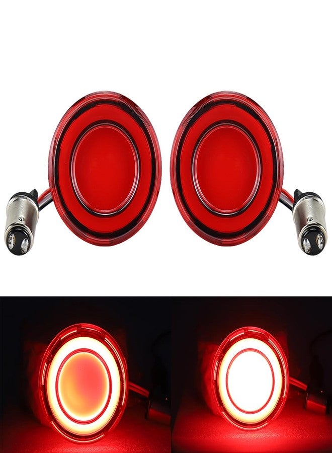 ZYTC 2" LED Turn Signals w/Running Light Red Case Bullet Style Front 1157 LED Turn Signal Kit Red Light for Harley-Davidson - Image 1