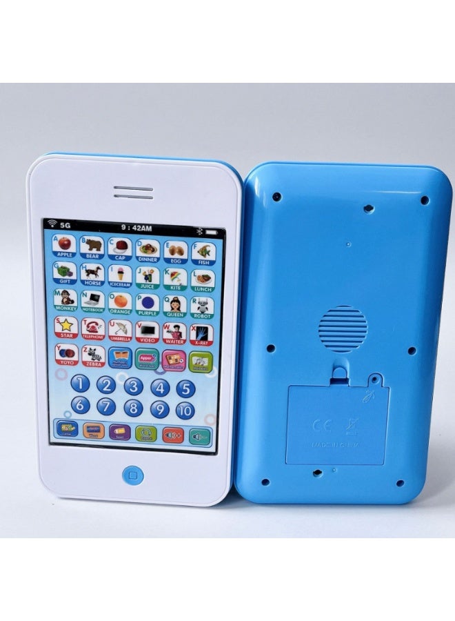 Children's touch-screen large-scale simulation mobile phone tablet English enlightenment early teaching machine point reading learning phone toy-blue
