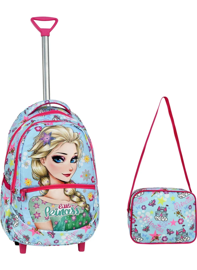 Çantaland Frozen Patterned Primary School Bag with Trolley + Lunch Box