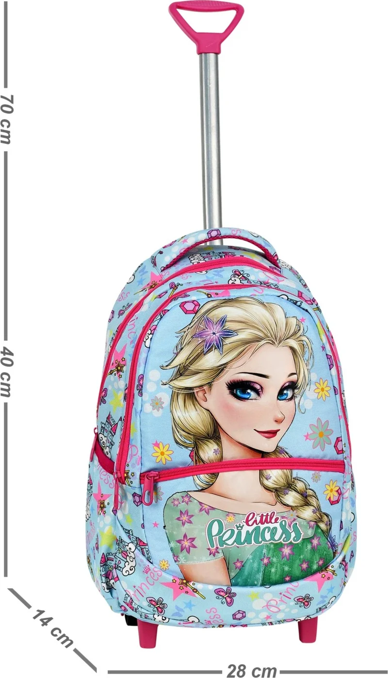 Çantaland Frozen Patterned Primary School Bag with Trolley + Lunch Box
