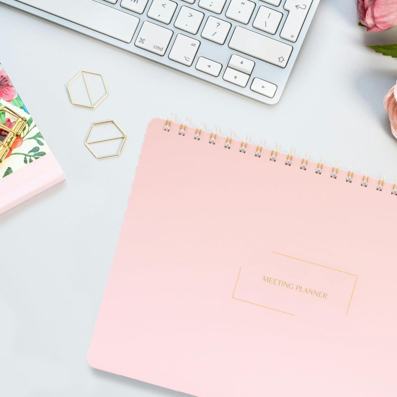 Merely Home | Meeting Notebook for Work | 8.25" x 11.75" | Project Planner | Simple Design | Multiple Layouts | Office and Business Planner (Evergreen, Meeting Planner - Landscape) - Image 4
