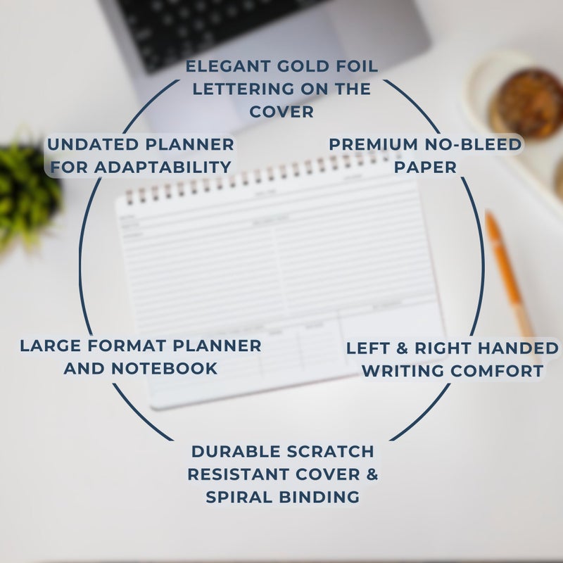Merely Home | Meeting Notebook for Work | 8.25" x 11.75" | Project Planner | Simple Design | Multiple Layouts | Office and Business Planner (Evergreen, Meeting Planner - Landscape) - Image 5