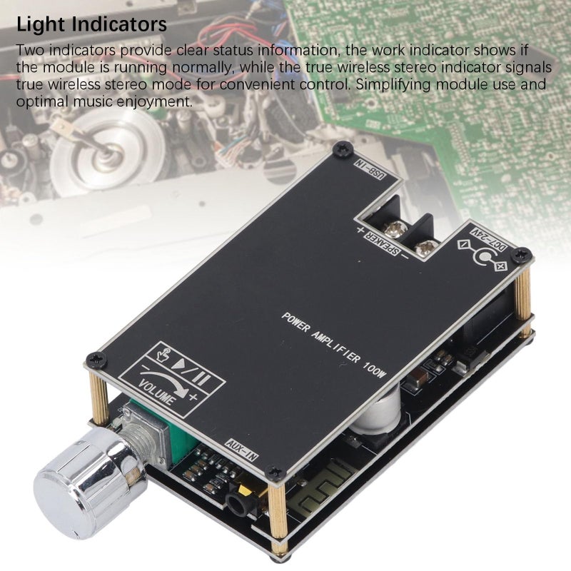 Single Channel 100W Audio Amplifier Board with Bluetooth AUX USB for Home Theater - Image 5