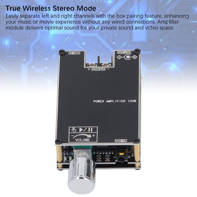 Single Channel 100W Audio Amplifier Board with Bluetooth AUX USB for Home Theater - Image 3