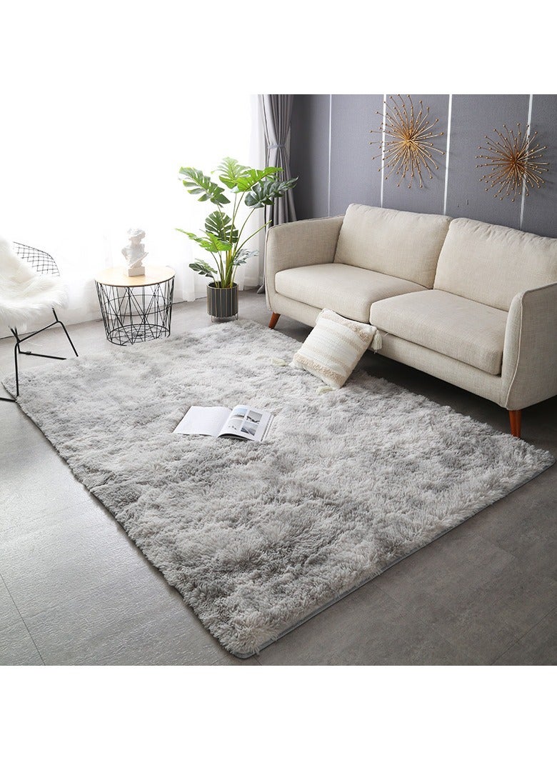 Loquat سجادة مستطيلة من ألياف البوليستر عالية الجودة بتصميم مينيماليستي وشعر طويل