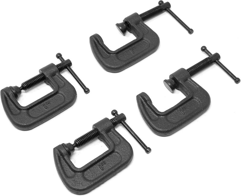 Wen CLC108 Heavy-Duty Cast Iron C-Clamps with 1-Inch Jaw Opening and 0.8-Inch Throat, 4 Pack - Image 1