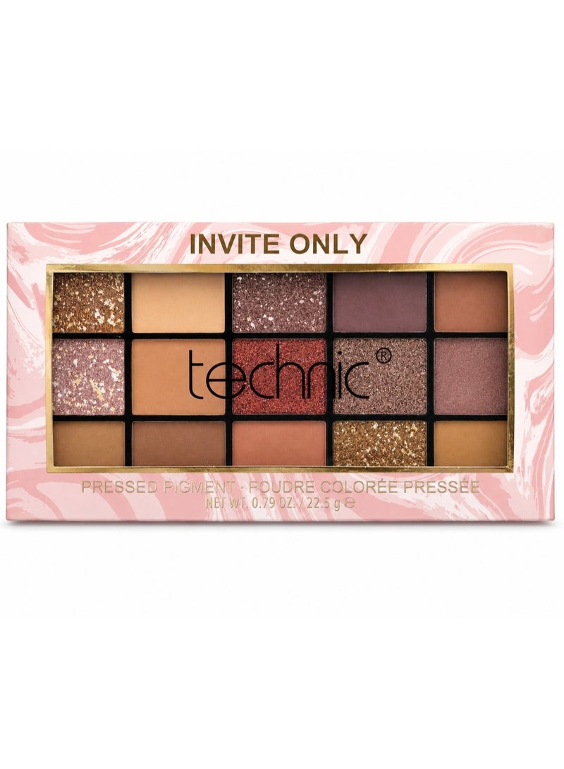 Technic cosmetics Invite Only Pressed Pigment Eyeshadow Palette - 15 Color - Image 1