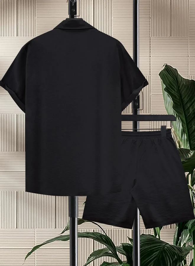 Take Two Men Plus Size Casual Shirt and Shorts Co-Ord Set