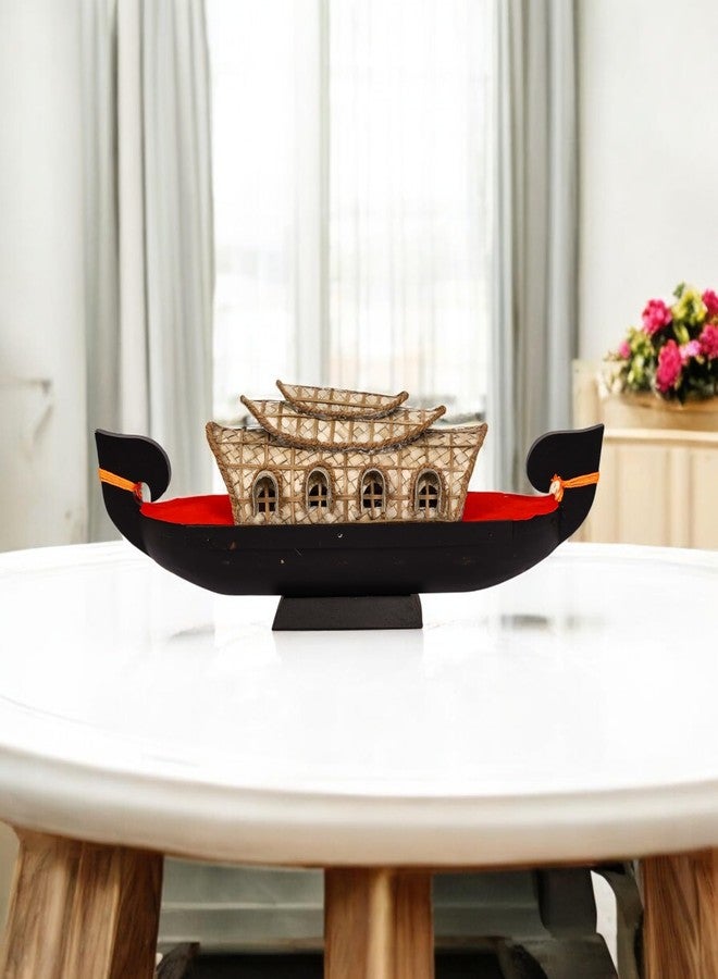 NATRIEL Traditional Kerala Style Miniature Houseboat, Decorative Showpiece, 14x5 Inch, Table Decor - Image 1