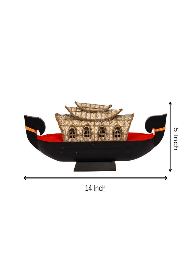 NATRIEL Traditional Kerala Style Miniature Houseboat, Decorative Showpiece, 14x5 Inch, Table Decor - Image 2
