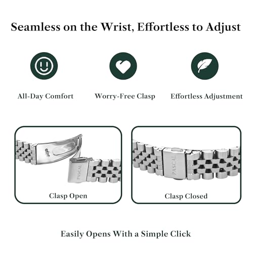 PASCAL Women's Timeless Classic Diamond Watch, Swiss Quartz, Lab-Grown Diamonds, Scratch-Resistant Sapphire Crystal, Stainless Steel Case & Adjustable Strap, Fits 6.5"-9.5" Wrists (Pink,31MM) - Image 5