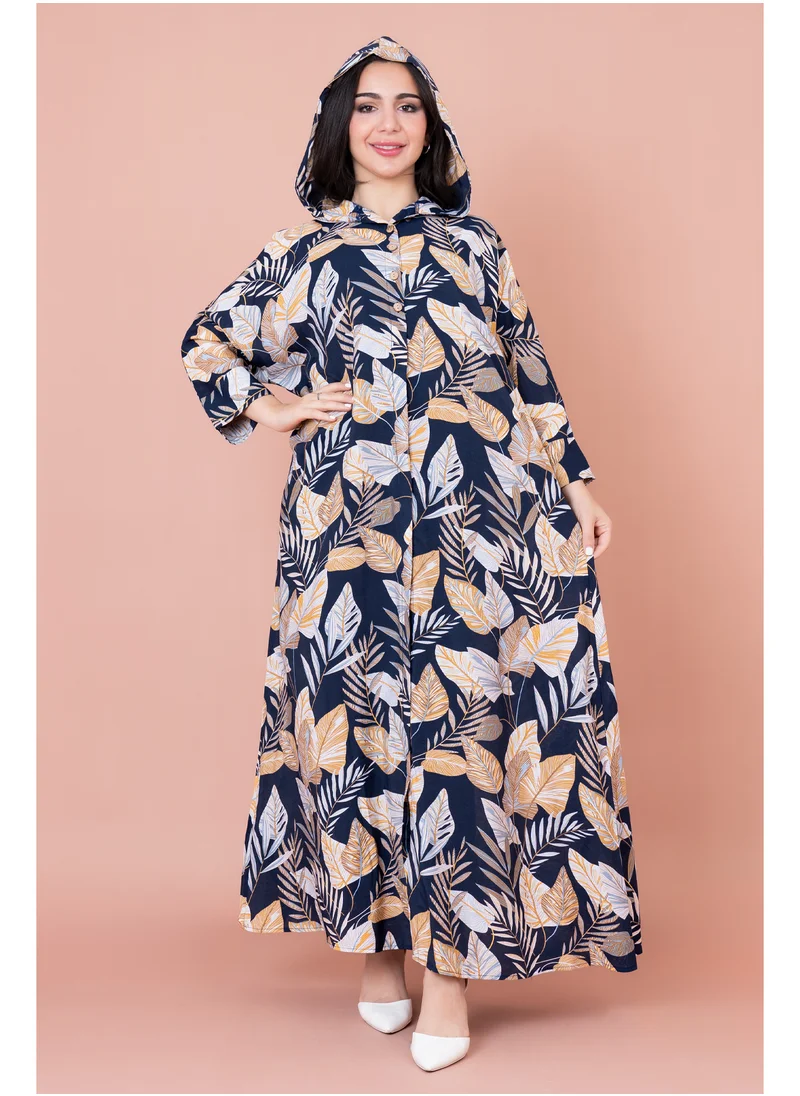 IKKXA Floral Printed Hoodie Jalabiya