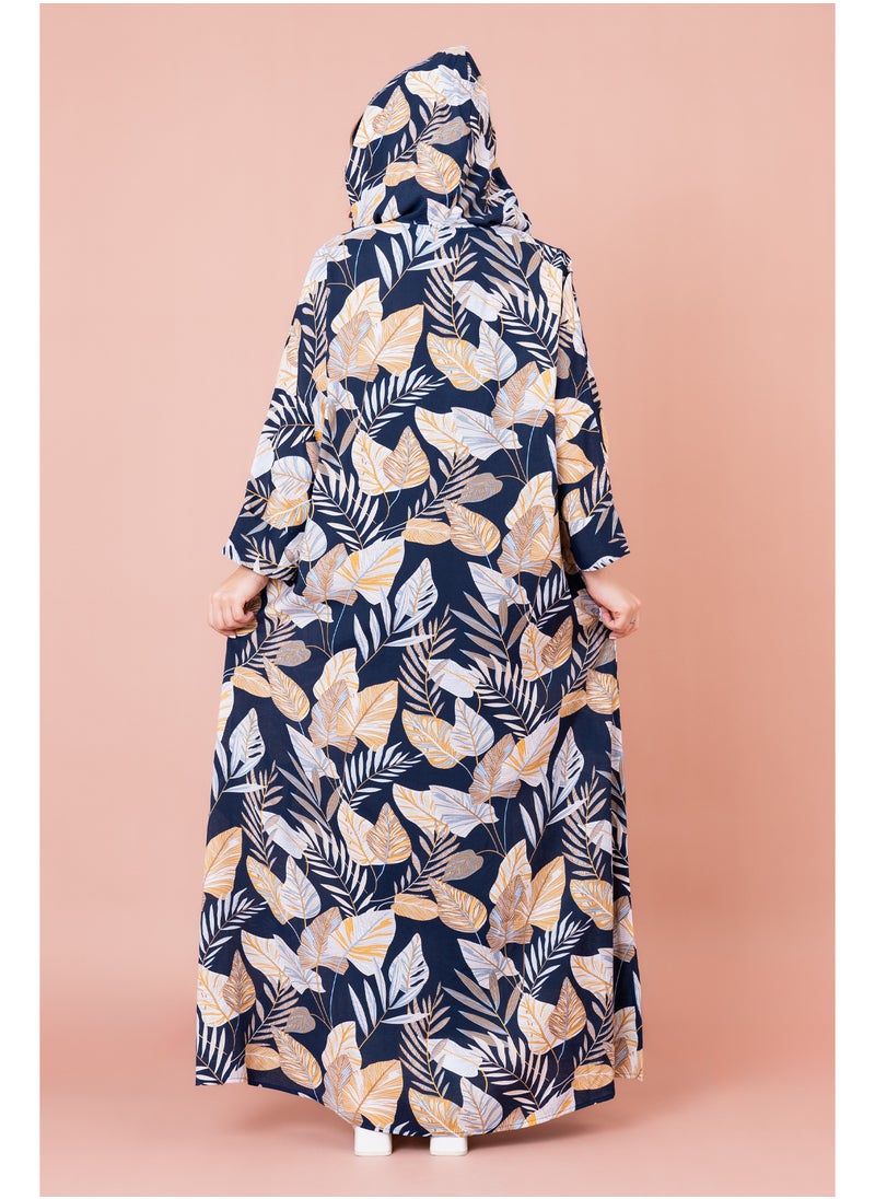 IKKXA Floral Printed Hoodie Jalabiya  - Image 2