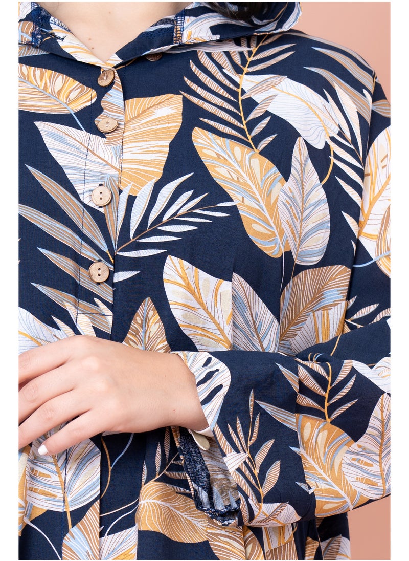 IKKXA Floral Printed Hoodie Jalabiya  - Image 4