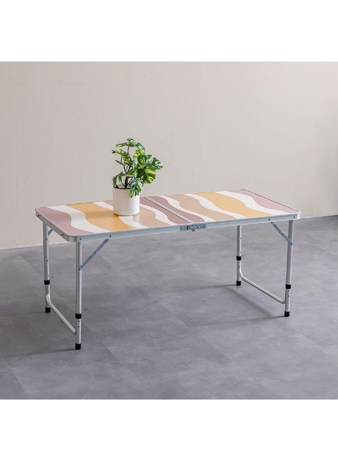 DANUBE HOME Premium Mdf Top Folding Table – Muted Desert Waves Finish, Portable & Space-Saving Design For Home, Garden, Office & Camping – Elegant Durable Furniture 120X60X70 Cm - Image 1