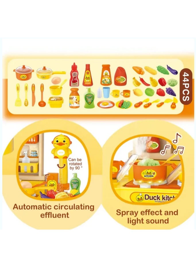 Duck Kitchen for Kids – Interactive Kitchen with Sound, Water, and Light Let your little one experience cooking like a real thing! 90-degree rotating design – saves space Complete set: food, kitchen utensils, oven, refrigerator, spices Suitable for ages 3 and up Perfect gift for girls and boys Encourages imagination, creativity, and independence! - Image 3