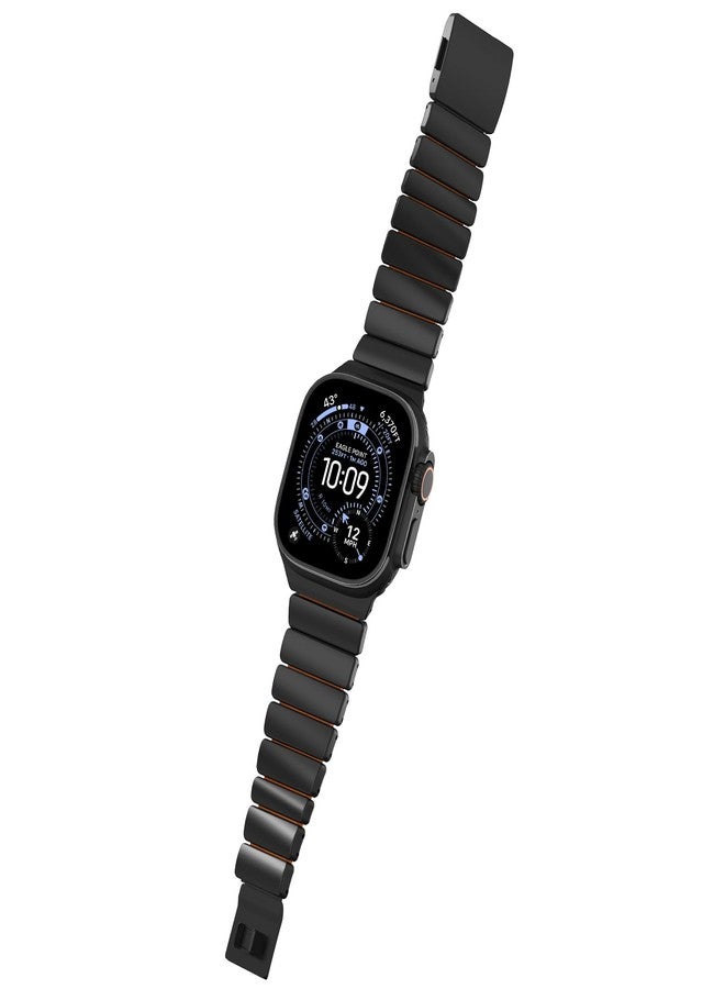 كيدز أساور KADES من التيتانيوم والسيليكون من الدرجة الثانية لساعات Apple Watch Ultra 3/2/1 بمقاسات 49 مم، 46 مم، 45 مم، 44 مم، سوار معدني رياضي بمشبك مغناطيسي لساعات iWatch Series 11، 10، 9، 8، 7، 6، 5، 4، SE للرجال والنساء، أسود - برتقالي فاقع - Image 2