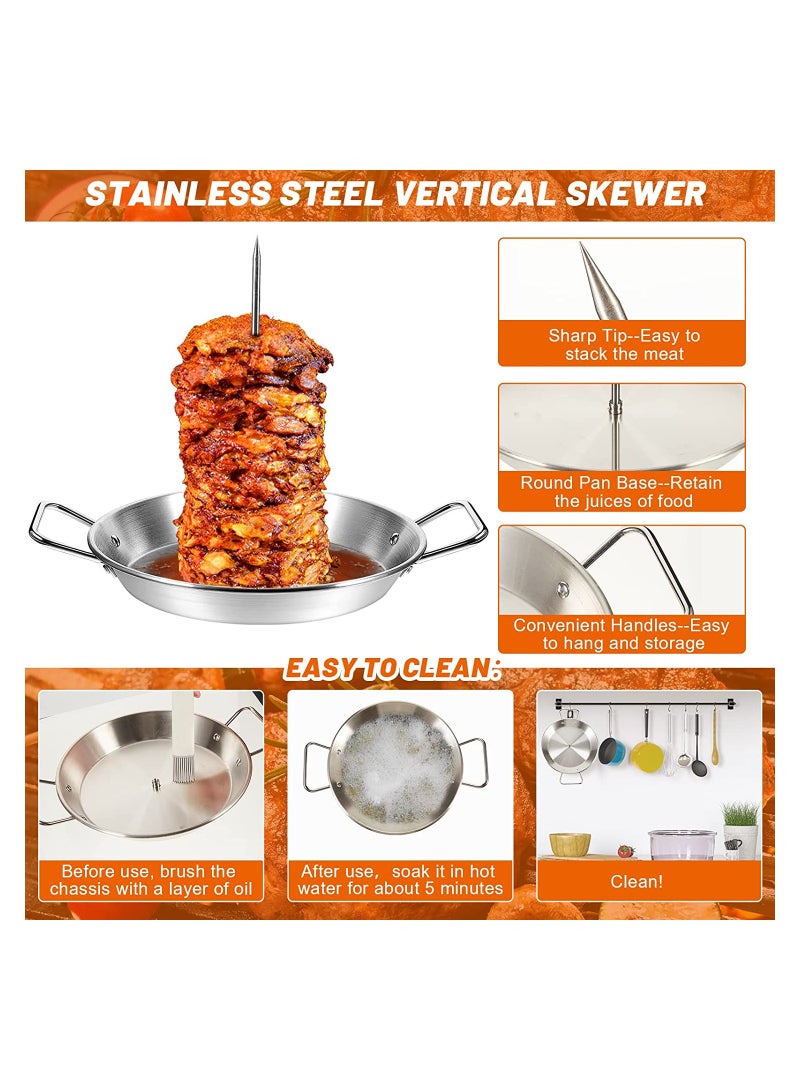KASTWAVE سيّوسي سيخية الباستور، مقلاة عمودية سميكة من الفولاذ المقاوم للصدأ، حامل للشواء، مشواة سيخ عمودية، ممتازة لأطباق الشواء في الفرن، تاكوس الباستور، تاكوس، دجاج كامل - Image 3