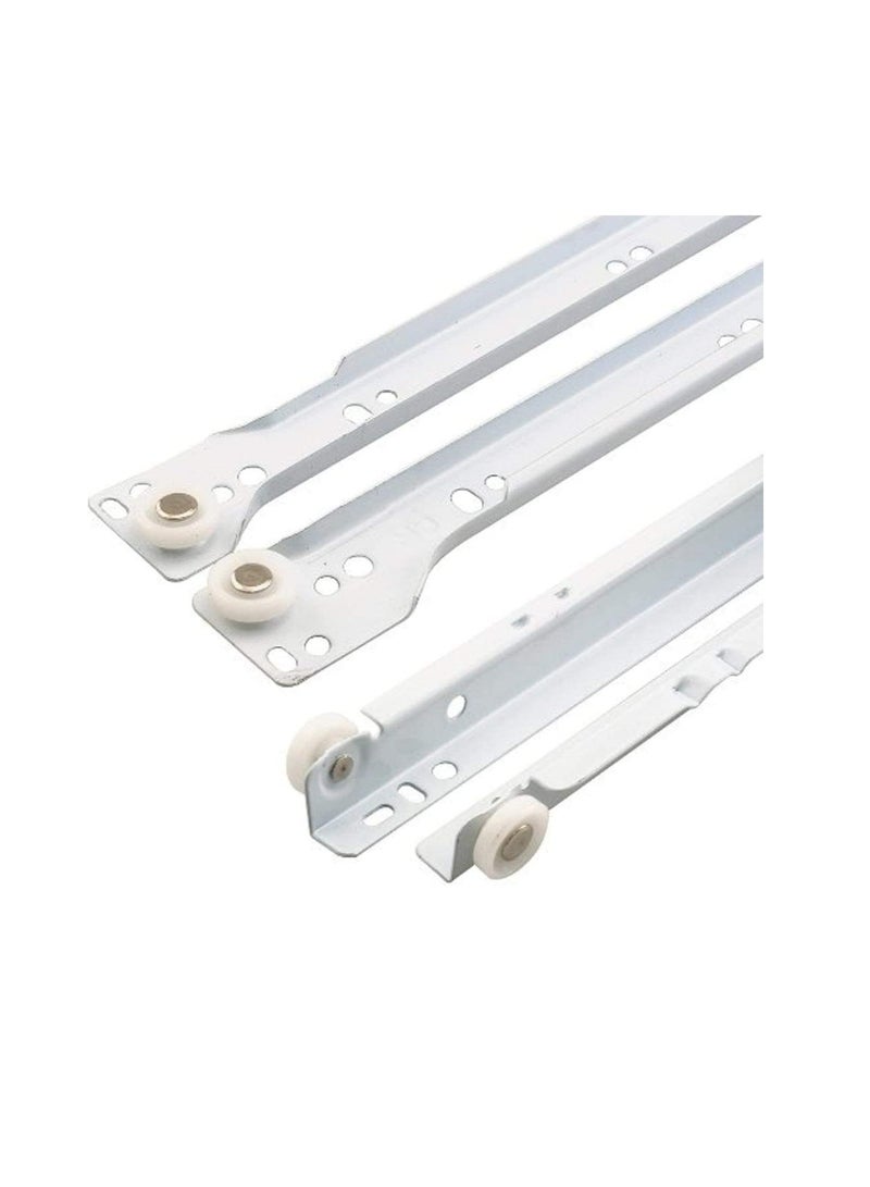 Cabinet Rails Drawer Track Slides For Computer Table Clothing Cabinets With Wheels White Color (16 inch)  - Image 2