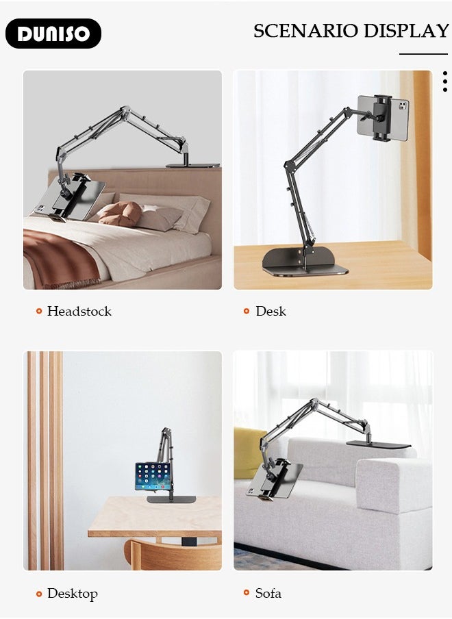 Tablet Stand Holder, Adjustable Gooseneck iPad/Phone Arm Clamp for Desk, 360° Rotation Stand, Portable Tablet Holder Stand, Monitor Stand Holder for Kindle, Ipad, iPhone or Other Devices