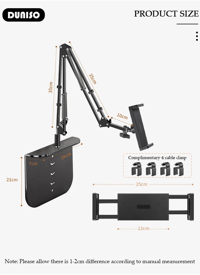 Tablet Stand Holder, Adjustable Gooseneck iPad/Phone Arm Clamp for Desk, 360° Rotation Stand, Portable Tablet Holder Stand, Monitor Stand Holder for Kindle, Ipad, iPhone or Other Devices