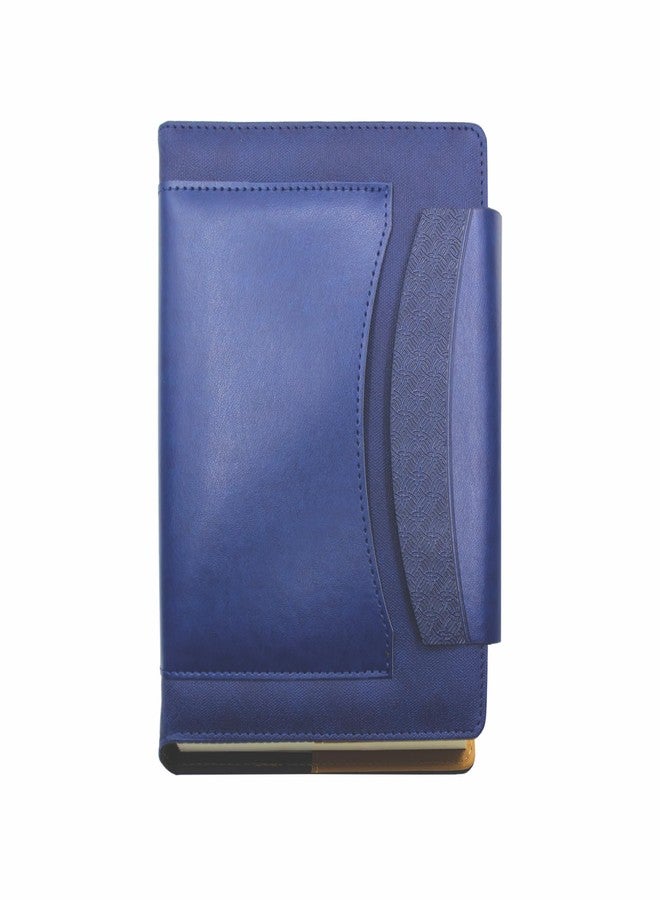 Viva ORNATE A5 Portfolio Diary, Multidated, 400 Pages, 70 GSM Cream Paper, Thermo PU Cover, Refillable Sleeve, Arc Shape Flap Closure, 21.7x15.0 cm (Blue) - Image 1