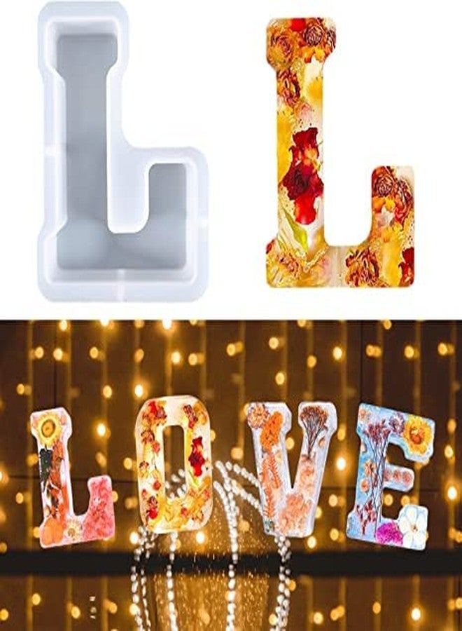 MATIN IMPEX 4 Inch Large Letter Molds for Resin, 3D L Capital Alphabet Epoxy Resin Mold, A to Z Thick Resin Letter Molds for Making Letters, Word Sign Art, DIY Crafts, Making Cake, Party Home Decor (WHITE-L) - Image 1