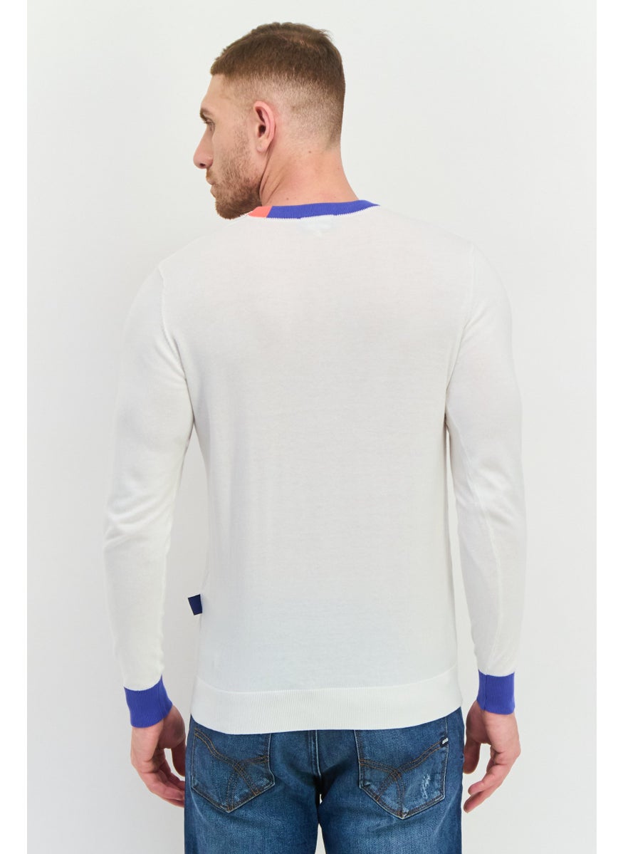 GAS Men Ribbed Neck Solid Long Sleeves Sweatshirt, Off White  - Image 3