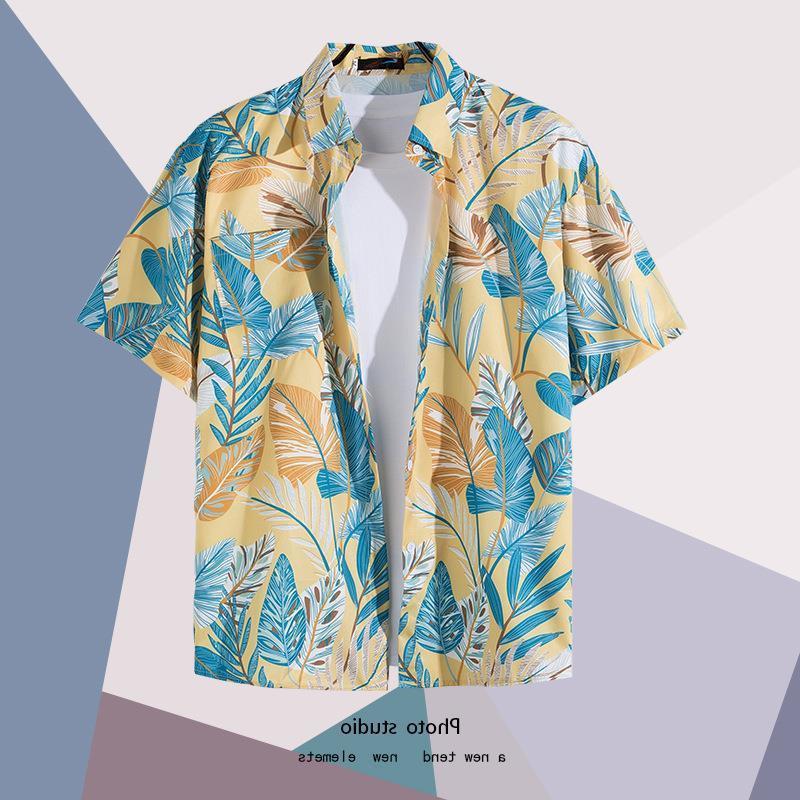 Summer Beach Floral-Print Thin Shirt For Men And Women Ins Trendy Hawaiian Port-Style Loose Tie-Dye Short-Sleeved Shirt For Couple - Image 3