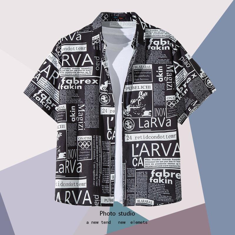 Summer Beach Floral-Print Thin Shirt For Men And Women Ins Trendy Hawaiian Port-Style Loose Tie-Dye Short-Sleeved Shirt For Couple - Image 1