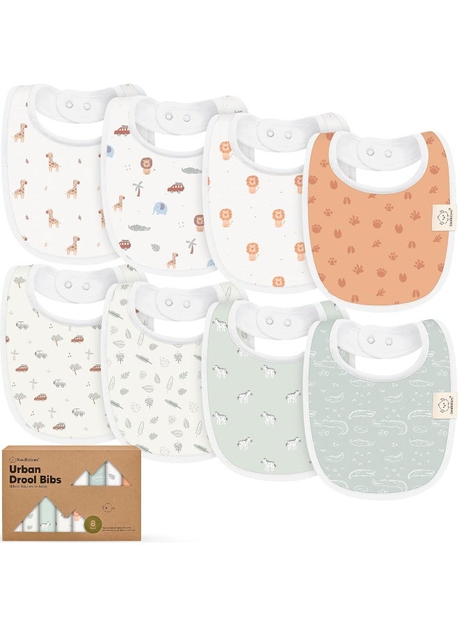 KeaBabies 8-Pack Organic Baby Bibs for Boys, Girls - Soft Cotton Drooling and Teething Bibs for Baby Girl & Boy, Extra Absorbent, Easy to Clean & Put On for Toddler, Newborn, Infant 0-24 Months (Wilderness) - Image 1