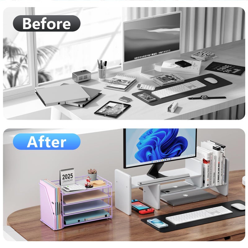 gianotter 4-Tier Paper Organizer With Magazine Holder, Desk Organizers and Accessories, Desk Accessories & Workspace Organizers, File Organizer for Office Supplies Storag (Purple, 4-Tier) - Image 2