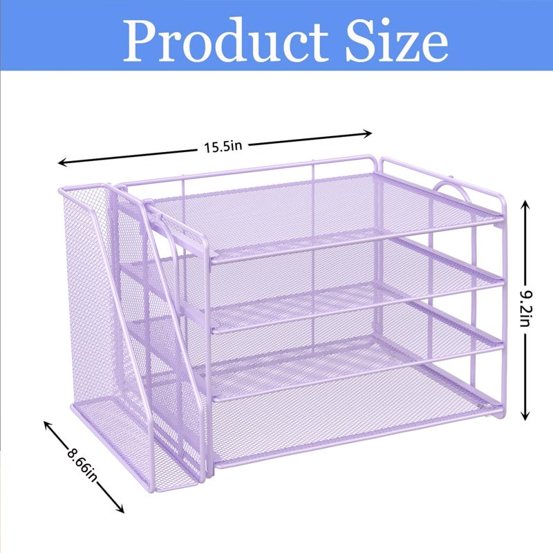 gianotter 4-Tier Paper Organizer With Magazine Holder, Desk Organizers and Accessories, Desk Accessories & Workspace Organizers, File Organizer for Office Supplies Storag (Purple, 4-Tier) - Image 5