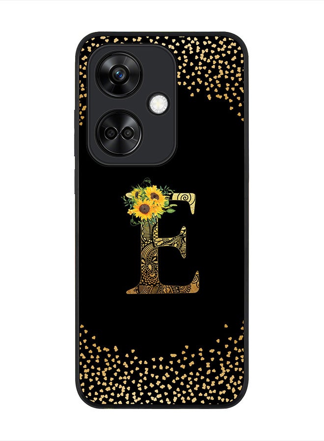 Stylizedd Rugged Black Edge case for OnePlus Nord CE3 / Oppo K11, Slim fit Flexible   Custom Monogram Initial Letter Mandala Floral Pattern Alphabet- E (Black) - Image 1