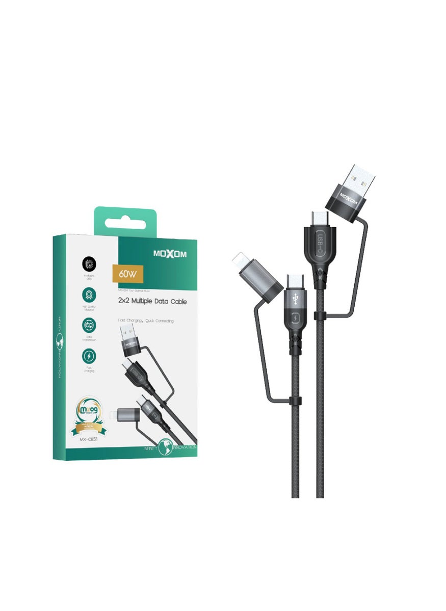 MOXOM MX-CB51 1 Meter 60w Multiple Charging Cable, Black  - Image 1