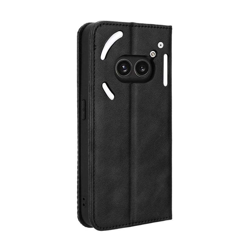 HuHa Protective Cover For Nothing Phone 2a Magnetic Buckle Retro Texture Leather Phone Case(Black) - Image 3