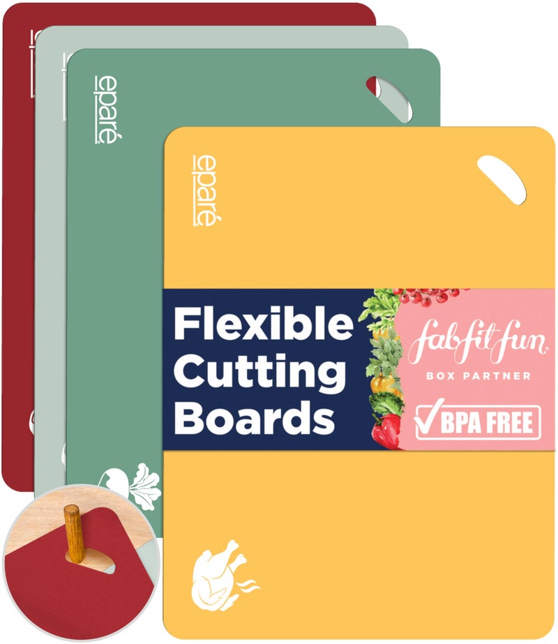 Epar Extra Thick Flexible Folding Cutting Boards for Kitchen  Set of 4 Hangable  BPA Free Large Chopping  Cutting Mats for Cooking  Non Slip Cutting Sheets for Kitchen