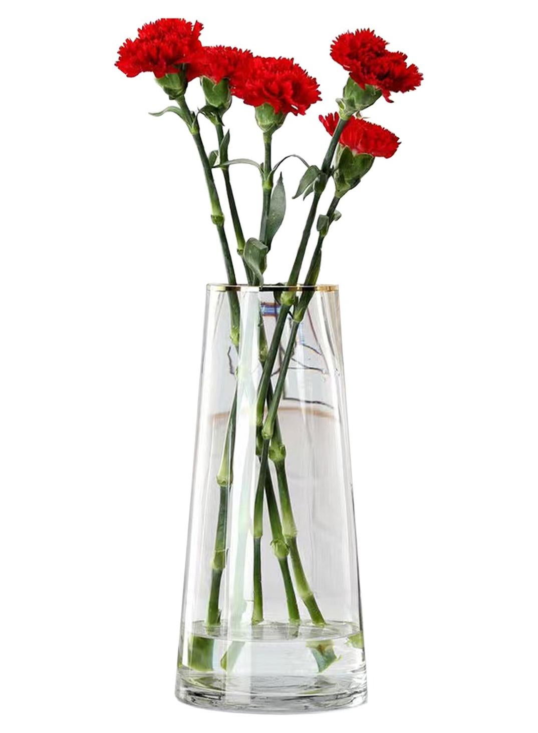 Qiccijoo Clear Glass Vase, Cylinder Flower Vase for Floral Arrangements, Weddings, Home Decor or Office,21.5cm/8.5in Tall,7cm/2.8in Opening