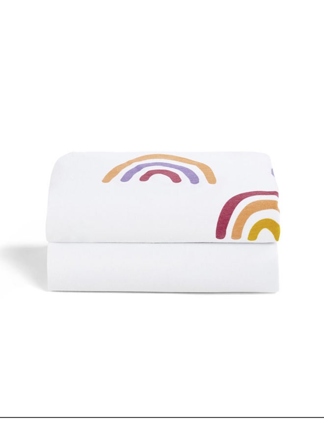 Snuz Pod Light Breathable And 100% Soft Jersey Cotton Fitted Sheets For Moses Basket/Pram ,Pack Of 2 - Rainbow  - Image 2