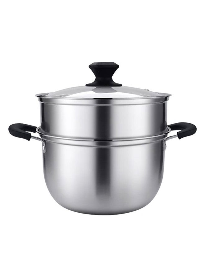 Guofeng Stainless Steel Soup Pot With Steamer Insert, 24cm, Thickened Double-layer For Both Cooking And Steaming, Multi-purpose, Compatible With Induction Cookers - Image 2