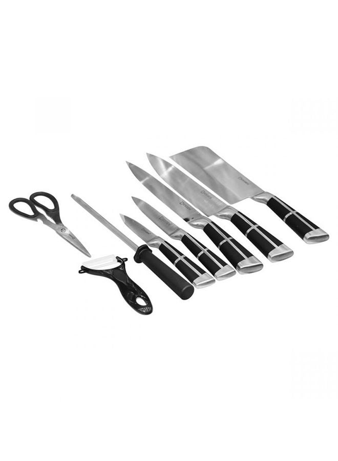 DESSINI طقم سكاكين مطبخ ديسيني 9 قطع مع حامل أكريليك أسود/فضي - Image 2