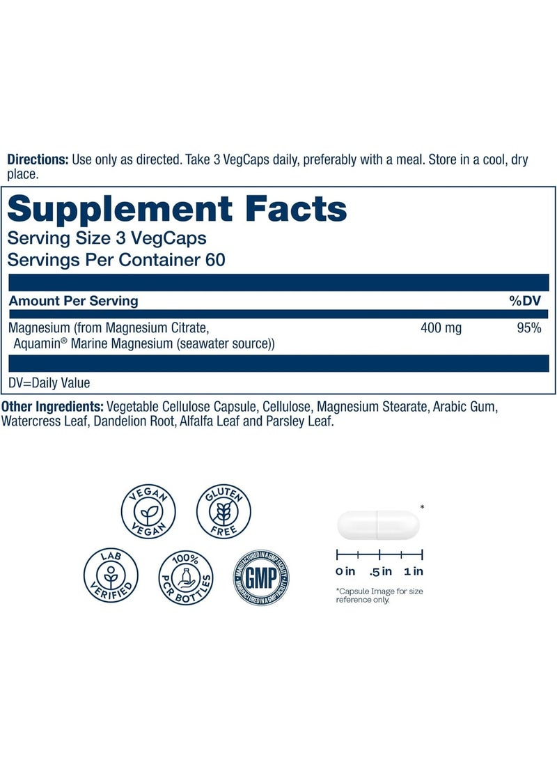 SOLARAY Magnesium Citrate 400mg 180 VegCaps Packaging May Vary - Image 2