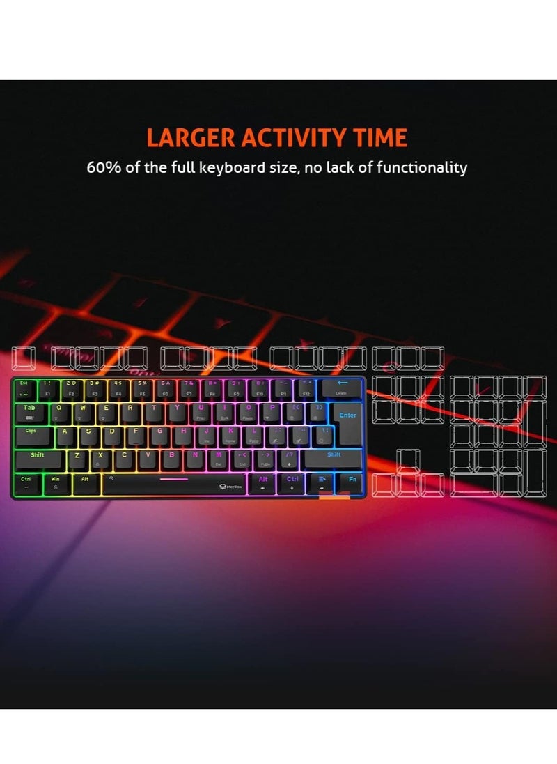 Meetion MK005 60% Gaming Keyboard 12 Multimedia Shortcuts Keys With True Mechanical Fixed Shaft LED Backlight Brightness Adjustable Wired Anti-Ghosting Mechanical Keyboard For Windows And Mac