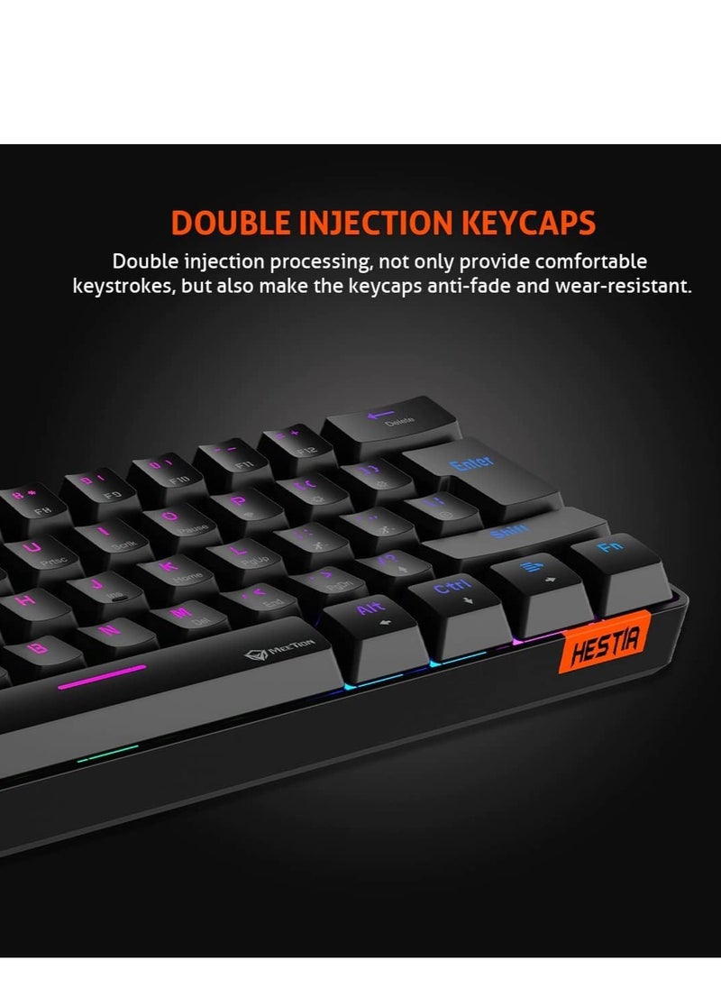 Meetion MK005 60% Gaming Keyboard 12 Multimedia Shortcuts Keys With True Mechanical Fixed Shaft LED Backlight Brightness Adjustable Wired Anti-Ghosting Mechanical Keyboard For Windows And Mac