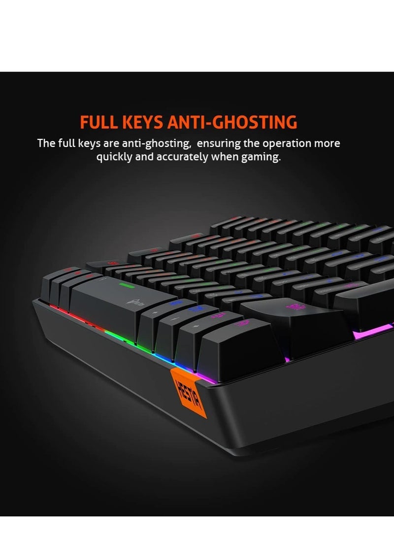 Meetion MK005 60% Gaming Keyboard 12 Multimedia Shortcuts Keys With True Mechanical Fixed Shaft LED Backlight Brightness Adjustable Wired Anti-Ghosting Mechanical Keyboard For Windows And Mac