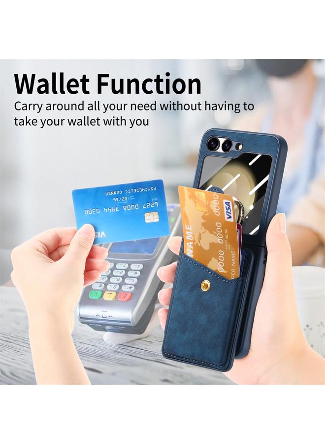 S-TOP Case For Samsung Galaxy Z Flip5 5G Integrated Magnetic Card Wallet Diamond-encrusted Ring Phone Case - Image 3