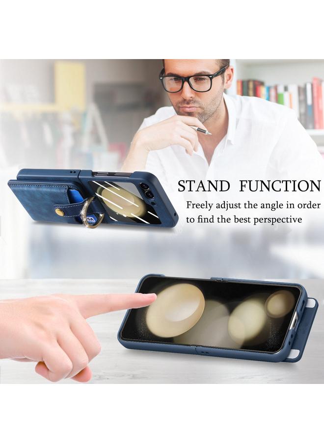 S-TOP Case For Samsung Galaxy Z Flip5 5G Integrated Magnetic Card Wallet Diamond-encrusted Ring Phone Case - Image 4