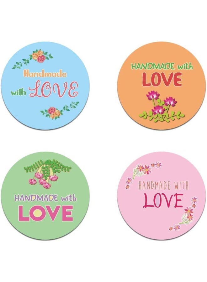 500 Pieces Gift Tags Roll, 1Inch Round Hand Made With Love Paper Stickers, Self-Adhesive Handmade With Love Labels For Organizing Presents, Gift Wrapping, Envelope Seals, Gifts Packaging Etc